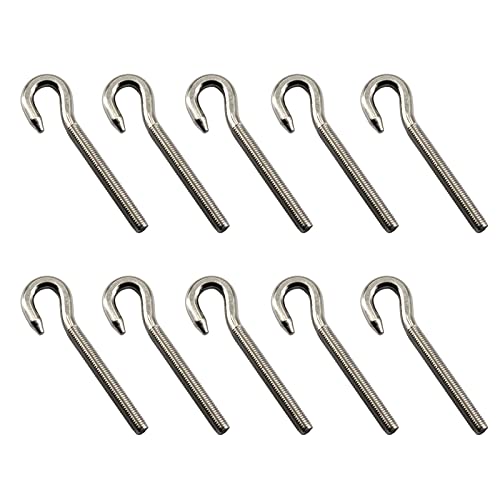 Image of 10Pcs Stainless Steel M8 Eye Bolt Long Shank Threaded Rod Round Hook Eyelet Bolt Screw