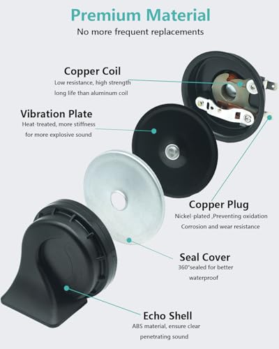 Neoget DL165-80GB Horns Car Horn 12V Super Loud Electric Waterproof Horn High Low Daul Tone Fit thumb #2