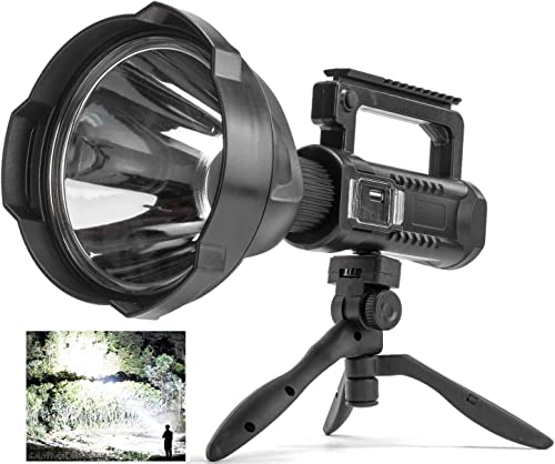Rechargeable Spotlight, Super Bright 150000 Lumens Led Spot Lights Flashlight 8000 mAh Large Handheld Searchlight Long Lasting for Outdoor Hunting Boating Camping