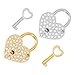 2 Sets Heart Shaped Padlock Heart Padlock with Key Small Locks with Keys Diary Locks Everlasting Love Lock Travel Jewlery Case Keyed Golden Lock Lovers Chain Zinc Alloy Heart Lock