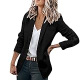 Black Blazer for Women Long Sleeve Blazer Fashion Solid Business Lapel Button Work Office Jackets El
