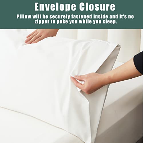 Image of White Pillow Cases Standard Size 2 Pack, Rayon from Bamboo Cooling Pillowcases with Envelope Closure, Cool & Breathable Pillow Case for Hot Sleepers and Night Sweats, 20x26 inches