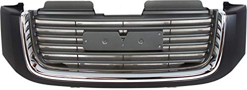 Evan-Fischer Grille Assembly Compatible with 2002-2009 GMC Envoy Painted Black Shell/Painted Gray Insert with Chrome Insert Opn'g Molding
