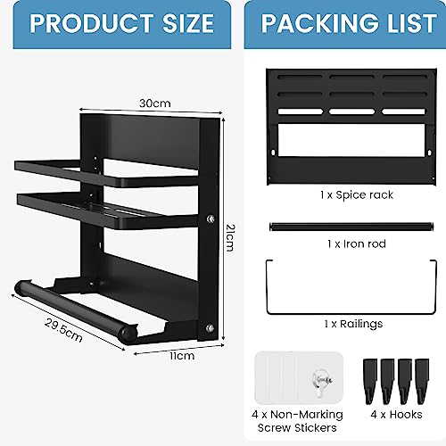 DUNSOO Especieros para Cocina, Organizador de Especias sin Taladro con Portarrollos y 4 Ganchos, Especiero pared Para Baño,Cocina - imagen 7