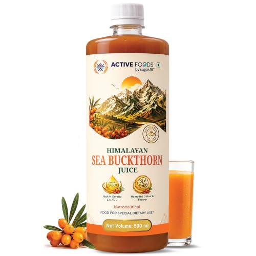 Image of Sugar.fit Himalayan Sea Buckthorn Juice 500ml | Rich in Natural Omega 3, 6, 7 & 9, Vitamin C & E | 100% Pure Seabuckthorn Juice | No Added Sugar | Supports Immunity, Glowing Skin & Gut Health