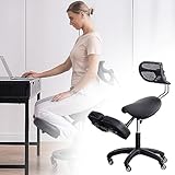 SaryEdge Sattelstuhl, Kniestuhl mit Rückenlehne, bewegliche Haltungshocker, um 360 Grad drehbar,...