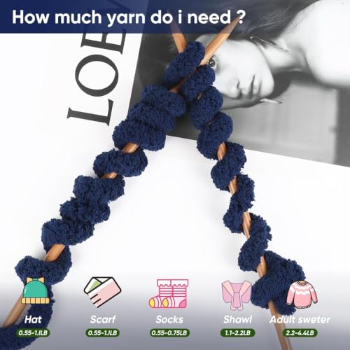 Image of 8 Packs Jumbo Chunky Chenille Yarn - 2040g(72oz) 245 Yards (224m) Bulky Yarn - Chunky Yarn for Hand Knitting Blanket,Cushions, Pet Bed - Soft and Durable(Vintage Blue)