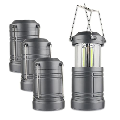4 Pack Camping Lanterns, Battery Powered LED Lantern for Hurricanes, Power Outages, and Outdoor Use