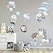 Stickers Muraux Enfants Autocollant Mural Bebe Garcon Fille Chambre Décoration Stickers Animaux Licorne Lapin Éléphant Hérisson Ballon Sticker Mural Chambre Bebe Decoration