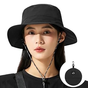 [HORADON] UVカット 帽子 レディース 【専門機関UPF50+認証済み】 最新 コンパクト 日焼け防止 帽子 日除け帽子 折りたたみ 紫外線 バケットハット 防水 通気速乾 つば広 軽量 小顔 サイズ調整可能 自転車 旅行 アウトドア (JP, アルファベット, Free Size, ブラック)" 