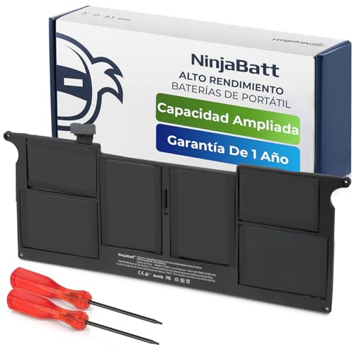 NinjaBatt Batería de Repuesto Compatible con A1465 A1370 Macbook Air de 11 Pulgadas [Mediados de 2011 2012 2013 principios de 2014 2015 2016 2017 años] A1495 A1406 - [5100 mAh/39 WH/7,6 V]