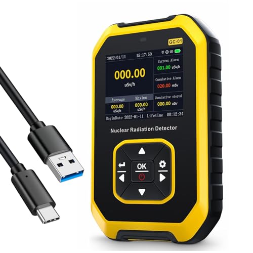 Image of GC01 Geiger Counter, Personal Radiation Detector with Alarm Sound and LCD Display, Probe and Battery Included