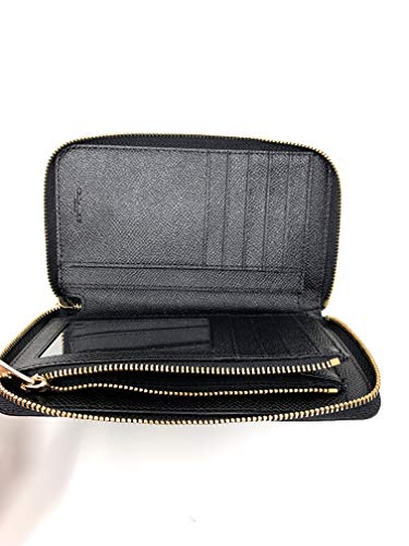Coach Crossgrain Leather Medium Zip Around Wallet (Black) #TOP7