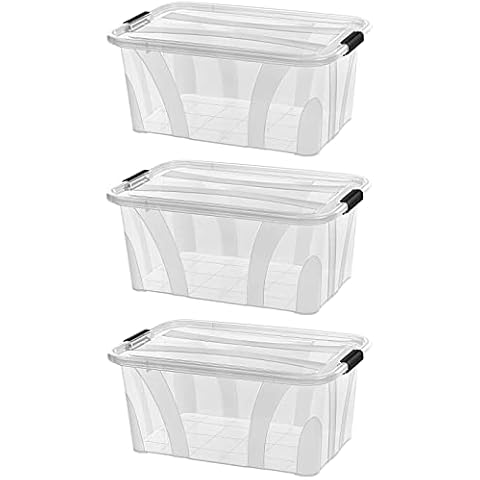 astor24 PREMIUM 3er XXL Set Aufbewahrungsbox Spielzeug Organizer mit Deckel stapelbar. Ideal für Büro, Kinderzimmer, Küche & Werkstatt (3er Set 14 Liter) Cover