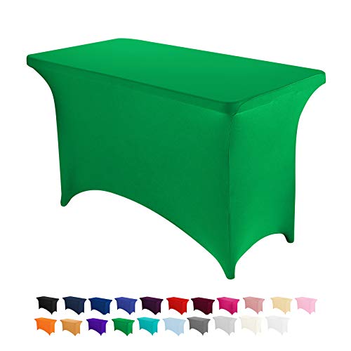 Image of Peomeise 4FT Spandex Table Cover Rectangular Stretch Spandex Tablecloth (Emerald,4FT)