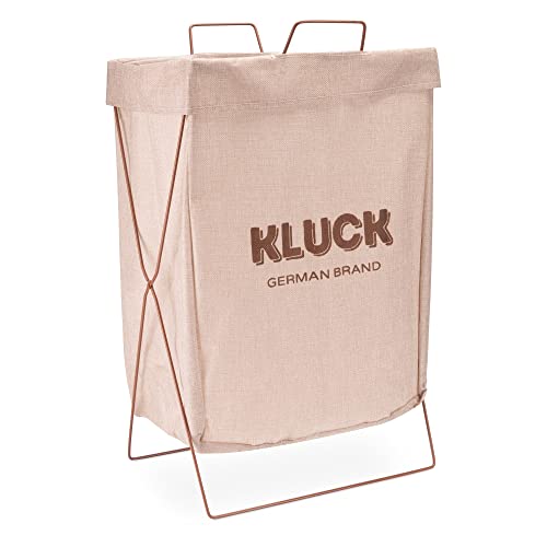 Kluck® Wäschekorb Faltbar 50L [Stabiler Halt dank Metallfuß] Wäschesammler Wäschesack Wäschesortierer Wäschebox Wäschetonne Laundry Basket Faltbarer Wäschekorb (Beige) Cover