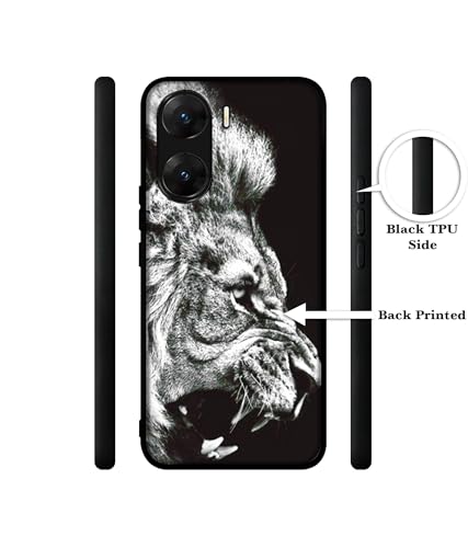 Image of Angry Lion Design Premium 2D Printed Metal Back Case Cover for Vivo V29E 5G