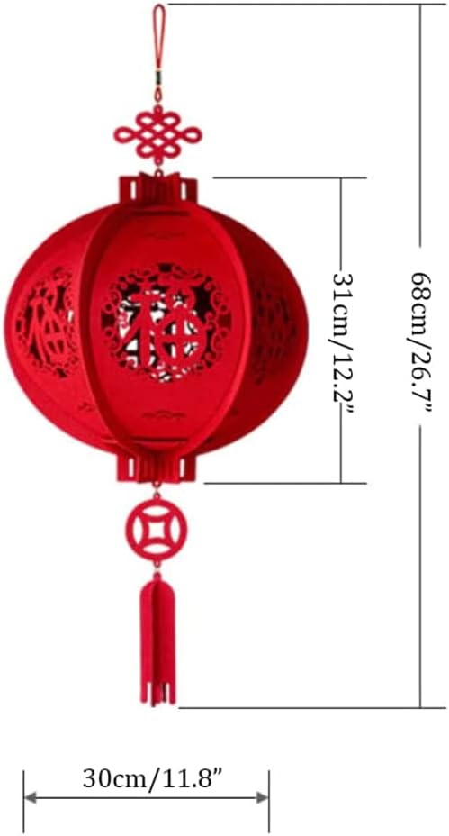 LIOONS Chinese Lanterns, 3D Puzzle Lantern, Lucky Red Lantern, Hanging Lantern Outdoor Decoration Paper Lantern Lamp