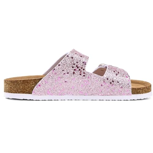 Image of Torotto Kids Sandals Boys Girls Slide Summer Non-slip Cork Glitter Toddler Slippers with Adjustable Straps for Indoor & Outdoor