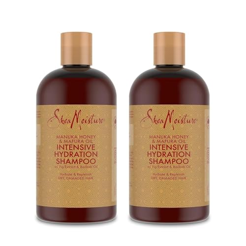 SheaMoisture Champú Hidratación Intensiva para cabello seco y dañado con Miel de Manuka y Aceite de Mafura Sin siliconas ni sulfatos 2 x 384 ml
