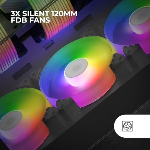 Marsgaming MF-3A, Kit 3X Ventole Fdb Ultra Silenziose 120Mm, Illuminazione Argb Rainbow 360° Senza Cornice, Ventole 3In1 Compatibilità Completa, Doppio Connettore Maschio + Femmina, Nero - 2