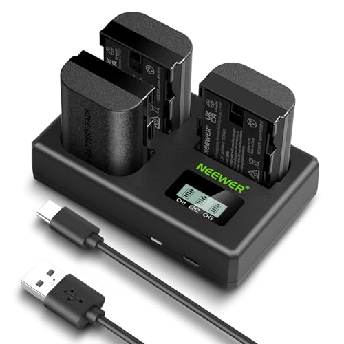 NEEWER Paquete de 3 2200mAh LP E6P/LP E6NH/LP E6N Baterías Repuesto & Cargador Triple USB,Compatible con Canon EOS R5 Mark II EOS R5 EOS R6 EOS R7 EOS R 5D II III IV 6D 6D II 7D 7D II 60D 70D 80D 90D