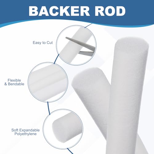 Image of PATIKIL 1 /4 Inch x 26 Feet Backer Rod for Gaps and Joints, 2 Roll Foam Rope Caulk Crack Joint Filler Roll Seal Weather Strip for Home Construction Car, White