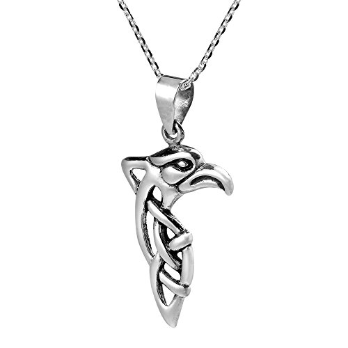 AeraVida Mighty Eagle Head Celtic Weave .925 Sterling Silver Pendant Necklace | Handmade Silver Necklace Eagle| Pendant Necklace for Women | Sterling Silver Eagle Pendant Necklace - Image 3