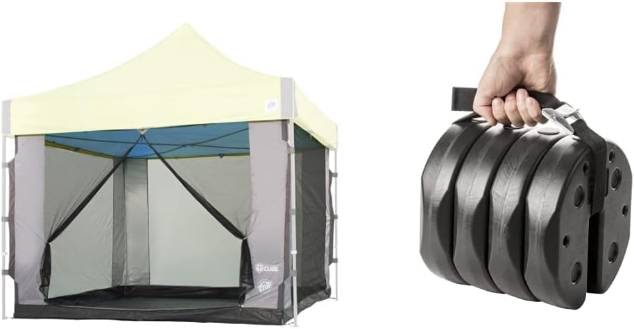 E-Z UP Cube Mesh Canopy Screen Room, Fits 10' x 10' Straight Leg Canopy & US Weight Tailgater Canopy Weights, Safe Installation, and Removal to Secure Tents, Canopies, and Umbrellas at Outdoor Events