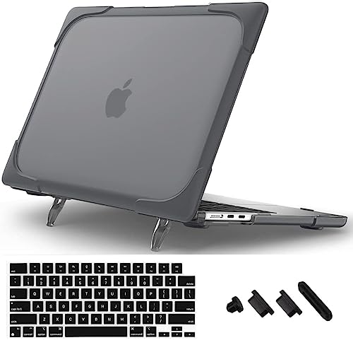 Image of Midkart Kickstand Case Compatible with MacBook Air 13.6 inch M5 M4 M3 M2 Release 2026-2022 A3449 A3240 A3113 A2681 Heavy Duty Hard Shell Shockproof Protecive Cover for MacBook Air 13 inch Case, Grey