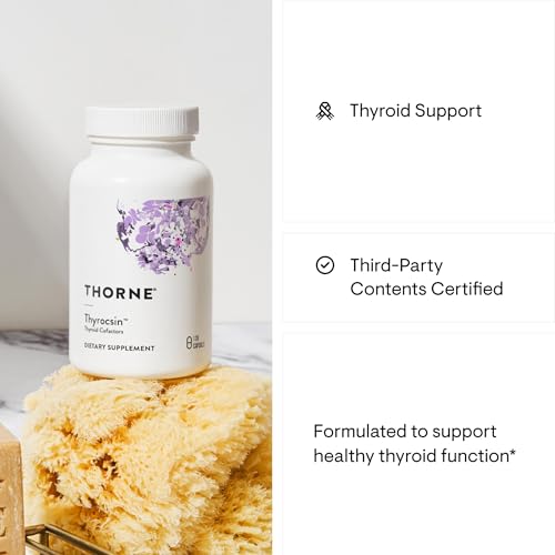thorne - thyrocsin - thyroid cofactors for thyroid function support - supplement with vitamins b12 c amp e ashwagandha iodine zinc selenium copper amp l-tyrosine - 60 servings