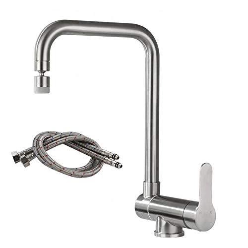 Mitigeur cuisine rabattable sous fenêtre en inox brossé avec jet double