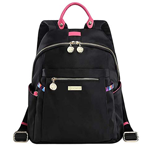 Preisvergleich Produktbild Rucksack Damen Schultertasche, Waterproof Nylon Casual Schultasche Daypack Damen, Reiserucksack Diebstahlsicher Rucksack (Schwarzes Rosa)
