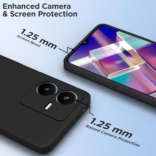 Image of Outlouders Back Cover for Vivo Y22 | Camera Protection | Durable Soft Matte Silicone Bumper Case (Black)