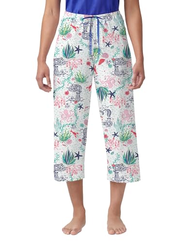 Image of HUE Women's Summer Vacation Pajama Separates, Soft, Whimsical Print Pjs with Tropical Beach Themes, Flip Flops, Cocktails