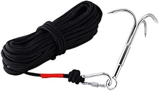 Ant Mag Grappling Hook Carabiner with 20M(65FT) Nylon Rope Anchor Hook with Stainless Steel Hooks for Anchor Retrieving Outdoor Climbing Hiking Tree Limb Removal