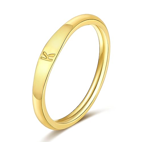 ZOERAY Initial Rings for Women 14K Gold Plated Cute Stackable