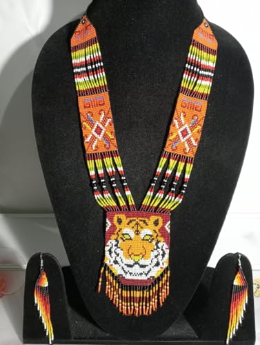 Collar de león ucraniano hecho a mano en gerdan tradicional de cuentas 3