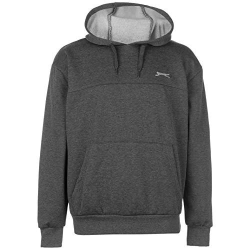 Slazenger Mens SL OTH Flc - Sudadera de manga larga y con capucha, estilo casual, para hombre, gris oscuro, XXXL