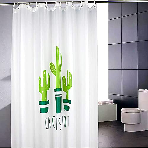 Cortinas de Ducha, Cortina de la Ducha Impermeable y Resistente al Moho Impreso PEVA con Patrón Cactus Bañera Cortina Durable Antibacterial Transpirable para Casa Hoteles 180 * 180 cm (Cactus) Cover