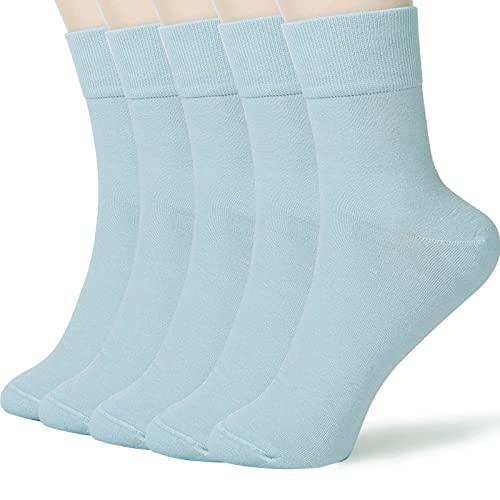 Image of FGZ Women Thin Cotton Socks Soft Cozy Socks Cute Ankle Crew Socks 5 Pairs