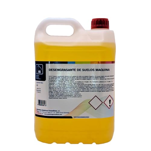 IQG Fregasuelos desengrasantes, 5L Ideal para máquina fregadora, limpieza de suelos profunda y de grandes dimensiones. Suelos industriales, talleres, centros comerciales, parking, hoteles