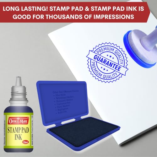 Image of Soni OfficeMate 15ml Stamp Pad Refill Ink - Black, Blue, Red, Green | Quick-Drying, Smudge-Free & Long-Lasting | Ideal for Office, School & DIY | Pack of 4 (Multicolour)