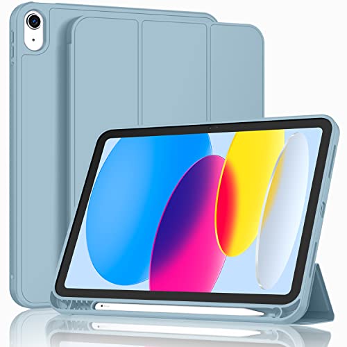 Image of ToaPoia Case for iPad (A16) 11 Inch 2025 /iPad 10th Generation 10.9 Inch 2022, Slim Trifold Stand Protective Cover with Pencil Holder and Soft TPU Back,Support Auto Sleep /Wake (Light Blue)