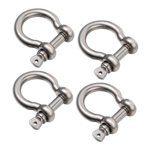 HEALEEP 4pcs Heavy Duty Stainless Steel Shackles Horseshoe Shape Lifting Shackles Lock D-Ring for Marine Industrial