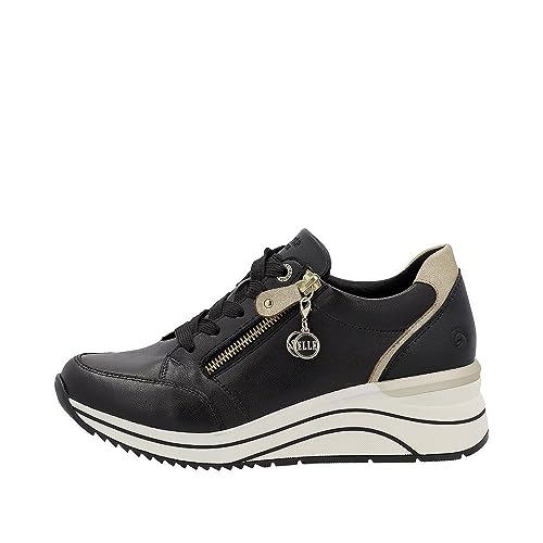 Preisvergleich Produktbild Remonte D0T03-01 schwarz / Ginger-Gold / schwarz Sneaker Wedges für Damen