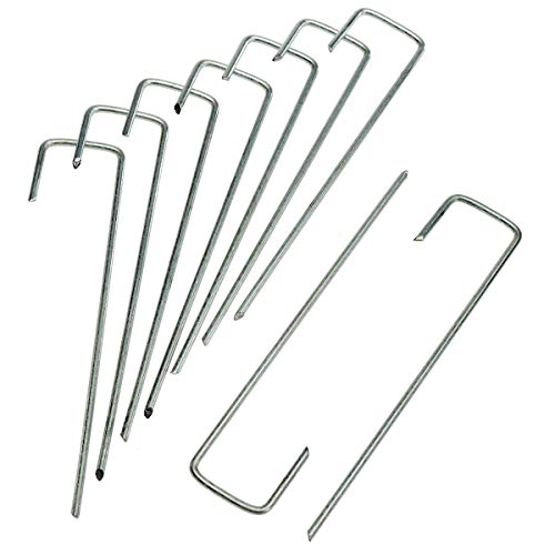 HaGa® 100 Erdanker Metall verzinkt - J-förmige Bodenanker 150mmx30mm Ø3mm - rostfreie Befestigungsanker für Unkrautschutzvliese Rasenschutzgitter Maulwurfnetz