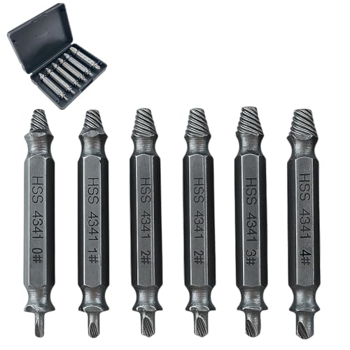 6PCS Kit Extracteur de Vis avec Adaptateur, Extracteur Double Face pour Vis Endommagées,...