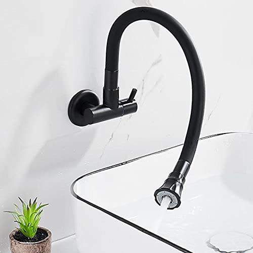 Robinet de cuisine mural rigide noir mat eau froide robuste