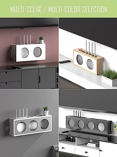 Routeur WiFi mural en bois avec porte en acrylique givré – Support nizer pour meuble TV, console Ma, télécommande, DVD, décodeur, noir